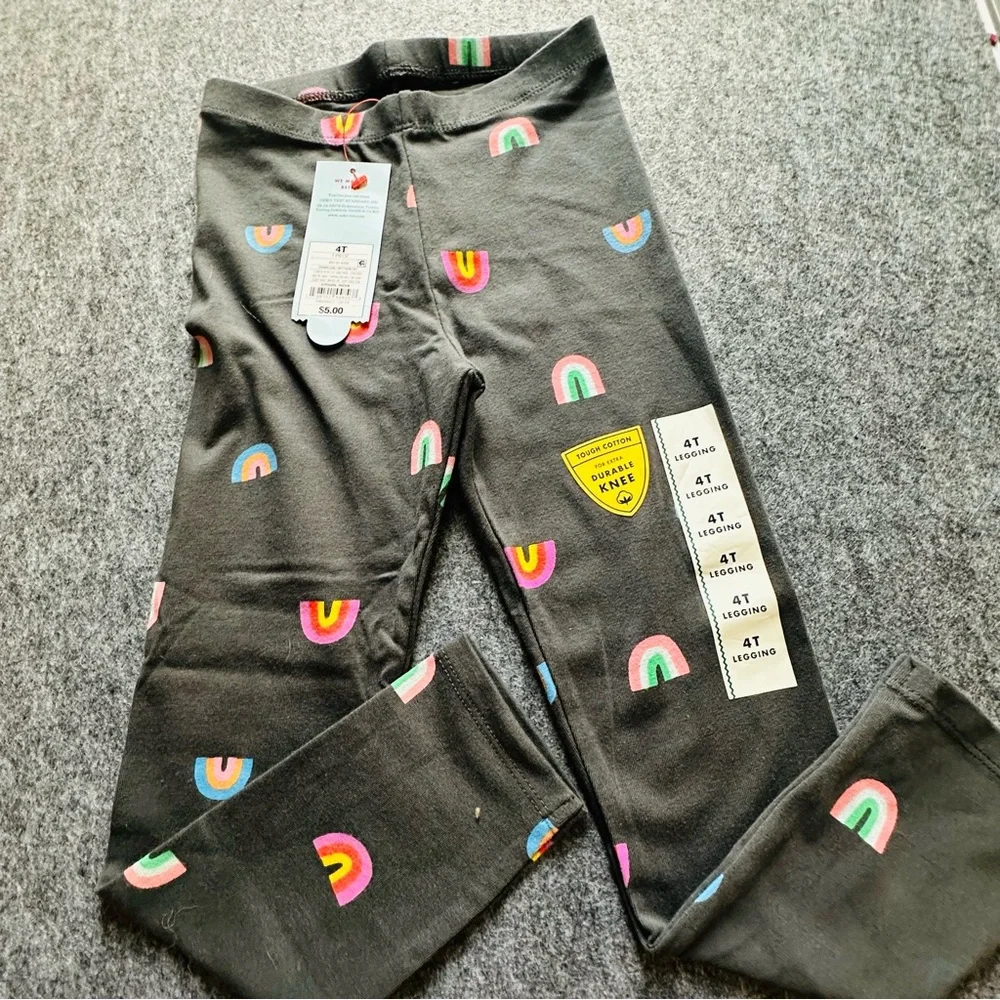 🍏 Cat & Jack Charcoal Colorful Rainbow Print Kids Leggings – NWT – 4/$20 🍏 - Picture 2 of 5